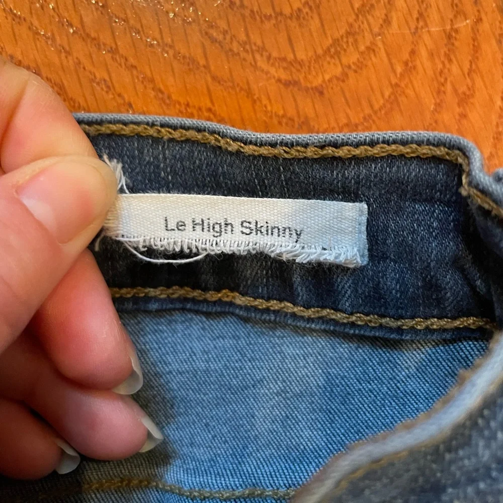 FRAME Denim Le High Skinny Jeans Distressed High Rise Blue Size 26 - Picture 3 of 4